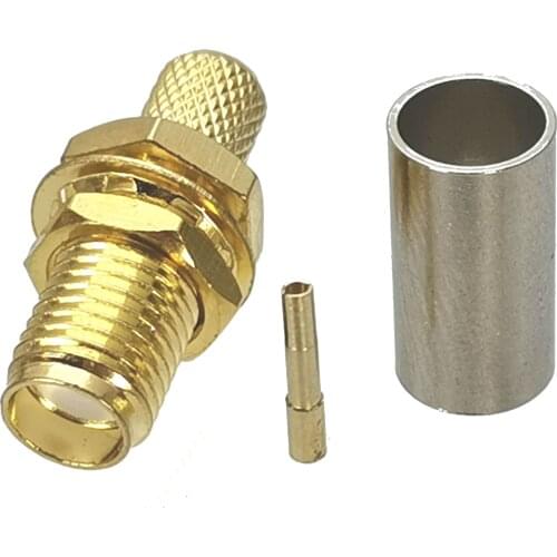 1Pcs Connector SMA Female Jack Bulkhead Crimp RG58 RG142 LMR195 RF Coaxial Cable Straight