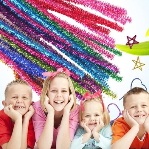 100pcs Glitter Chenille Stems Pipe Cleaners DIY Art Crafts Material for Christmas Decorations Kids DIY Handmade Project Supplies