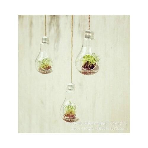 100 pcs Transparent Clear Wedding Crafts Crystal Hanging Light Bulb Shape Glass Vase Flower Plant Container Pot Home Decoration