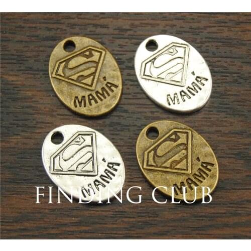 20 pcs 2 colors Zinc Alloy Super MAMA Charm Pendant DIY Metal Bracelet Necklace Jewelry Findings A785/A1159