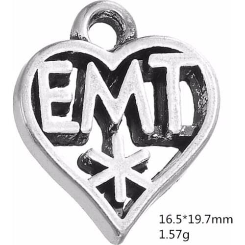 2021 New Tibetan Silver Plated EMT Medical Heart Word Charm Jewelry charms bracelets for women
