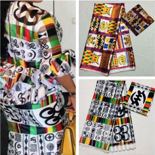 2021 Wholesale Price Ghana Organza Ribbon Silk Satin Lace Fabric Africa Wax Style Fabrics Materials 4Yards+2Yards For Suit Cloth