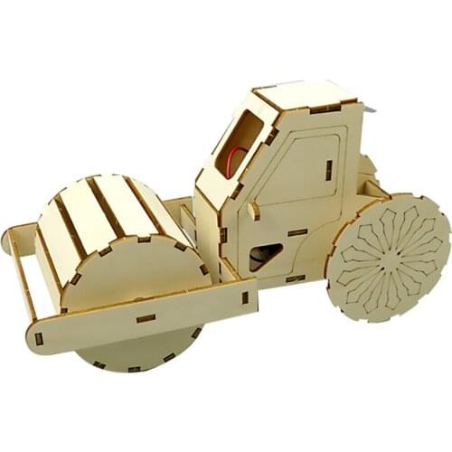 3D Puzzles STEAM Toy Scientific Circuit DIY Wooden Electric Roller HandmadeModel Kits Run Challenge Game Desk Ornaments