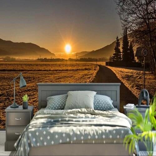 3D Sun Sunset Wallpaper Mural Print Photo Wallpaper for Living Room TV Background Wall Decor Creative Road Wall Paper Murals