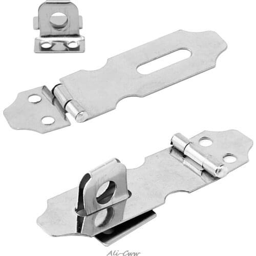4Pcs Home Drawer Door Safety Padlock Latch Hasp Staple Stainless Steel NO.5