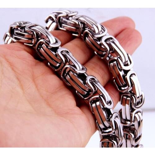 7-40" Huge Heavy 316L Stainless Steel 8/12/15mm Byzantine Chain Men Necklace and Bracelet Fashion Design