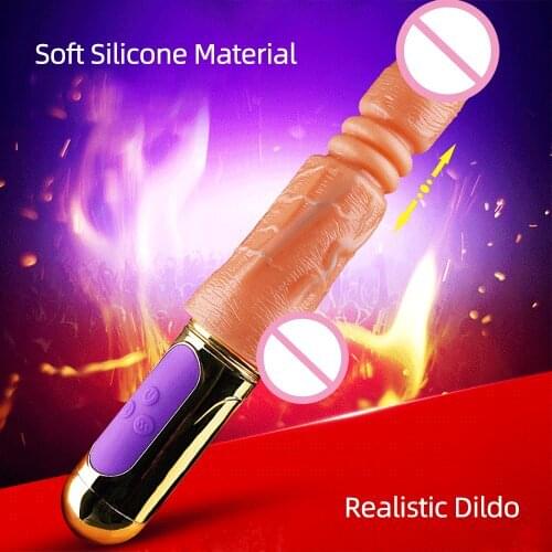 Automatic Telescopic Heating Dildo Vibrator G-spot Massage Huge Realistic Penis Vibrator Sex Toys For Women Adult Sex Products