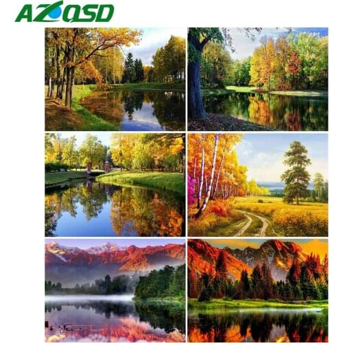 AZQSD Diamond Embroidery Scenic Tree DIY Full Square Drill Diamond Painting Natural Landscape Diamond Mosaic Home Decoration