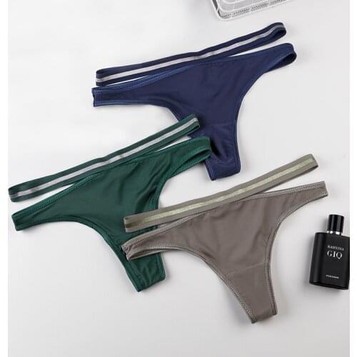 3pcs Seamless Underwear For Woman Sexy Thongs Womens Lingerie Bikini Sports Female Panties Ice Silk Woman Intimates BANNIROU