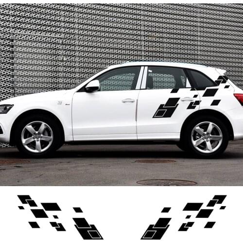 2PCS Car Door Side Lattice Stickers Auto Tail Decals For Audi A3 8P 8V A4 B6 B8 B7 A6 C5 C6 C7 A5 A7 A8 Q5 Q7 Q1 Q3 Accessories
