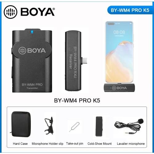 BOYA BY-WM4 PRO K5 2.4GHz Wireless Microphone System Smartphones Video Mic for Android and other Type-C devices tablets Laptops