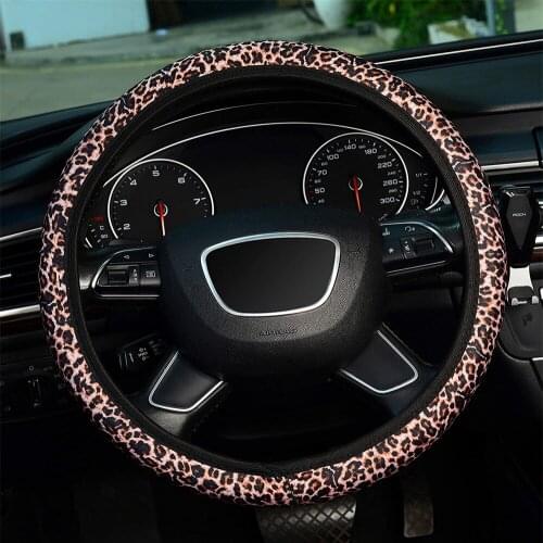 Car Steering Wheel Covers Universal Fit 15 Inch Leopard print Auto Accessories For VW Peugeot 206 207 307 308 2008 Tesla model 3