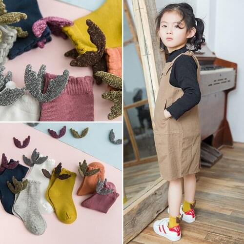 Childrens Socks Cute Fashion Baby Girls Cotton Sock Decored With Angel Wings Four Seasons Long Tube Socks For 1 To 8 Years
