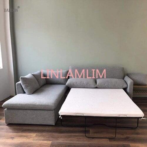 Linen hemp fabric sectional sofas Living Room Sofa set multifunctional alon couch puff asiento muebles de sala canape sofa cama