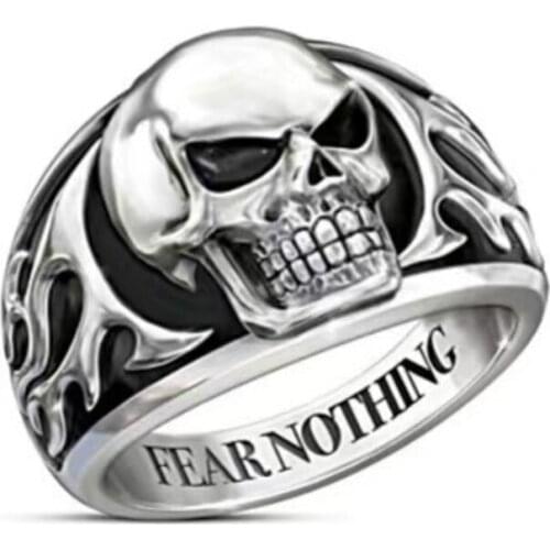 European and American Fashion Skull Male Ring Punk Retro Mens Ring Hip Hop Hand Jewelry Party Halloween Decoration Accessories