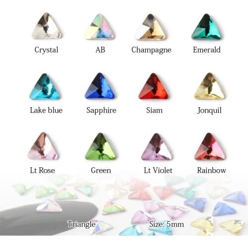 Best selling clear new small Triangle nail art rhinestones 13 colors fancy crystal stone 30 / 100PcsDIY nail ornaments