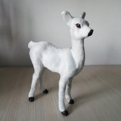 Simulation reindeer about 15x20cm hard model,polyethylene& fur white deer toy handicraft,prop,home Decoration,Xmas gift b0210