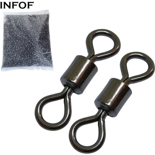 INFOF 100/200/500/1000pcs Rolling Swivels Fishing Connector #12/0-#14 Steel Swivel Hook Lure Link Fishing Accessories