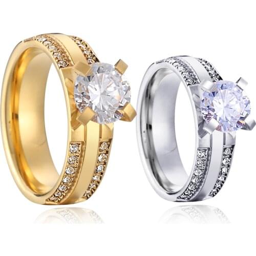 Beautiful ladies LOVE Alliances marriage couple wedding engagement rings for women girls gold color proposal bridal ring