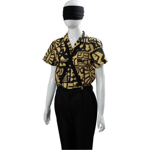 Stranger Things 3 Cosplay Costumes eleven Short sleeve bib pants Womens Halloween Costume T-shirt blindfold strap Three-piece