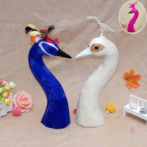 Peacock head model banquet prop Feathered table model White simulation animal statues sculpture Home wedding decoration dies