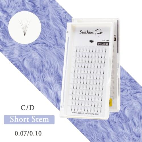 Seashine Lashes Russian Premade Volume Fans Eyelashes Extension Heat Bonded Eyelashes Makeup Tools Short Stem Premade Fans