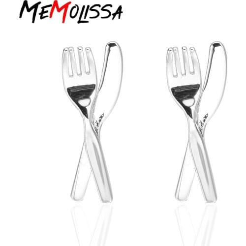 MeMolissa Mens Cuff Links Silver tableware knives and forks Cufflinks for shirt men jewelry