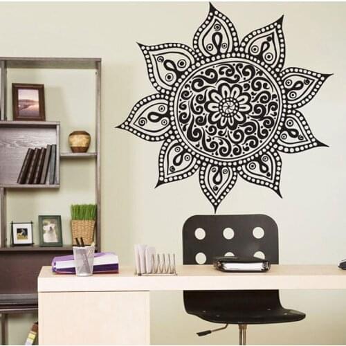 Mandala Decal Mandala Wall Decal Mandala Sticker Yoga Flower Mehndi Indian Buddhism Decor Buddha Wall Decal Bohemian Decal