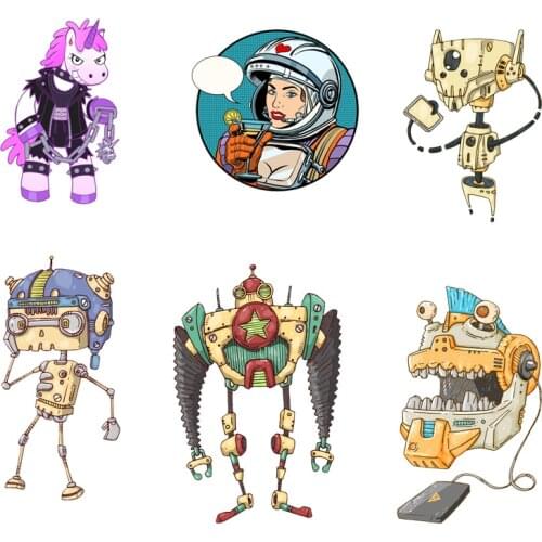 Alien Unicorn Iron on Patches Clothing Applications Transfer Fusible Clothing Sticker Decor Stranger Things Diy T-shirt Print E