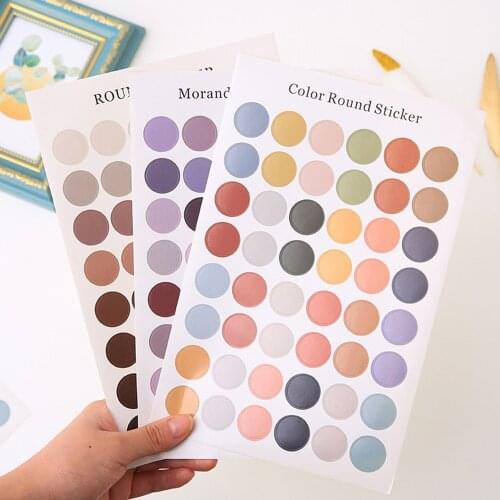 DIY Stickers Dot Morandi Earth Color Moon Scrapbook Album Photo Wall Journal Project Making Happy Card Decoration Sealing Label