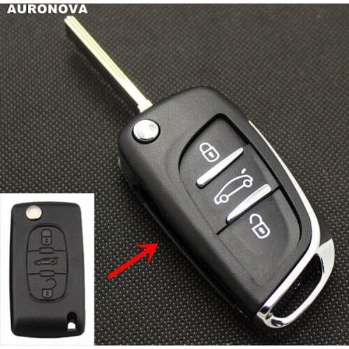 AURONOVA New Upgrade Key Shell for Citroen C4 C5 C-Triomphe C-Quatre 3 Buttons Remote Car Key Case Side Groove Blade HU83