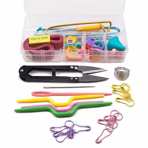 One Set Knitting Craft Accessories Supply Colorful Kits Lots with Case DIY Apparel Sewing Tools