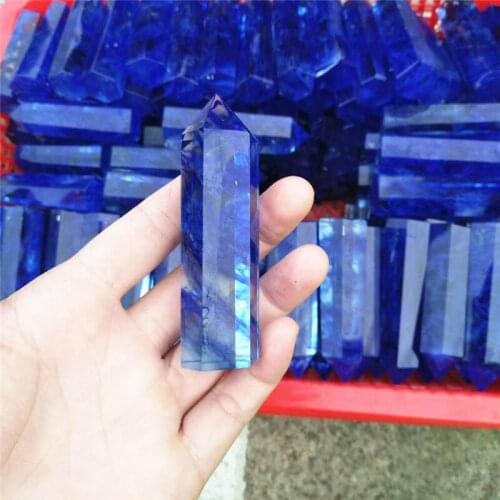 Wholesale price of 1 kg (18-20pcs) blue fused obelisk quartz crystal point healing home feng shui decoration