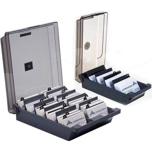 Business Name Card Organizer Large Card Holder Box Case for Desk with Index Tabs and Dividers (500 Cards/1000 Cards)