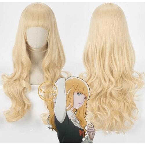 Carole & Tuesday Long Golden Wavy Synthetic Hair Heat Resistant Halloween Headwear Party Cosplay Role Play Wig + Free Wig Cap
