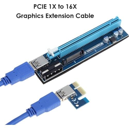 PCI-E Riser Card 1X to 16X Extension Cable PCI-Express PCIe Adapter Graphics Card Riser 6 Pin Power Supply for GPU Miner Mining