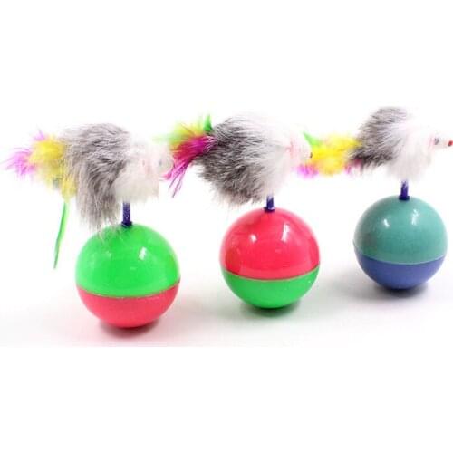 Durable Pet Cat Kitten Toy Mini Favorite fur Mouse Funny Cat Kitten Play Dolls Tumbler Ball Pet Cat Toys Interactive Feather Toy