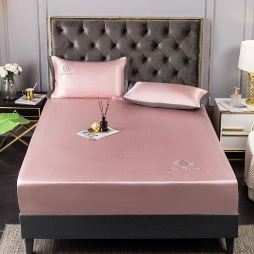 Solid Color Embroidered Bed Sheets, Simulated Ribbon Stretch Belts, Fitted Sheets And Mattress Covers