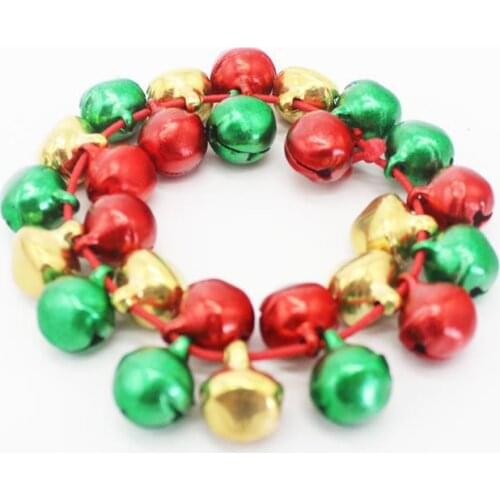 Colorful Jingle Bells Dance Stretch Bracelets Kids Jewelry For Christmas Party