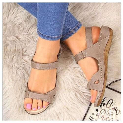 Women Sandals Gladiator Foam Sole Durable Platform Leopard Flat Heels Buckle Casual Fashion Beach Ladies Shoes Sandalias Mujer