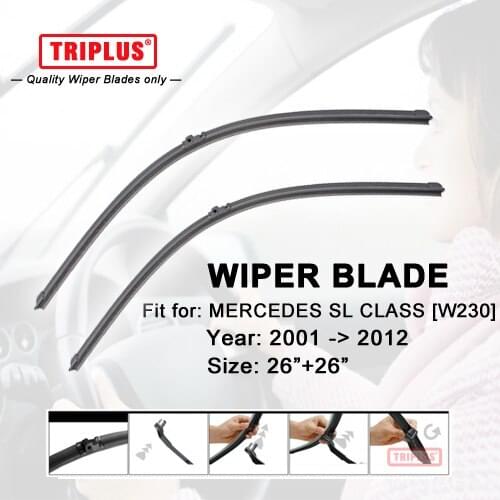 Wiper Blade for Mercedes Benz SL Class R230 (2001-2012) 1set 26"+26",Flat Aero Beam Windscreen Wiper Frameless Soft Blades
