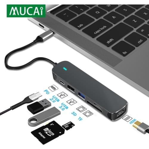 USB C HUB Type C to Multi USB 3.0 HUB HDMI Adapter Dock for Huawei Mate 30 MacBook Pro Splitter Port Type C HUB 6 IN 1