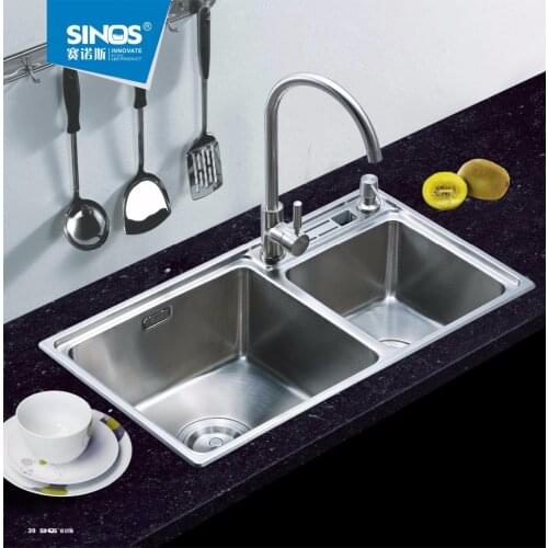 Thickened quality 304 stainless steel manual sink double trough package Kitchen countertop counter basin sink double basin