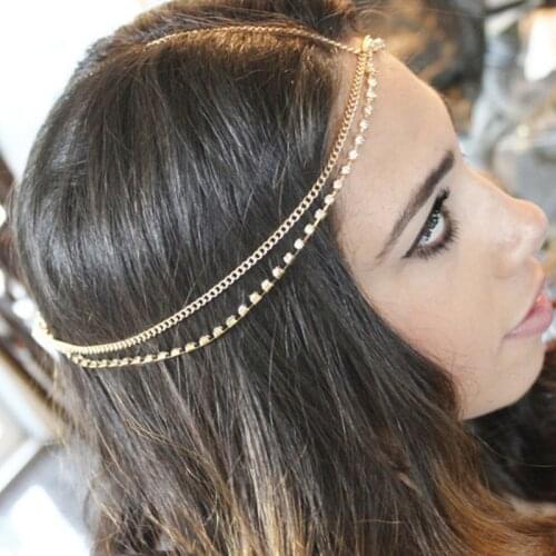 Bohemian Multilayer Hairband Headdress Women Metal Tassel Chain Head Rope Hair Accessories Charm Jewellery Gift