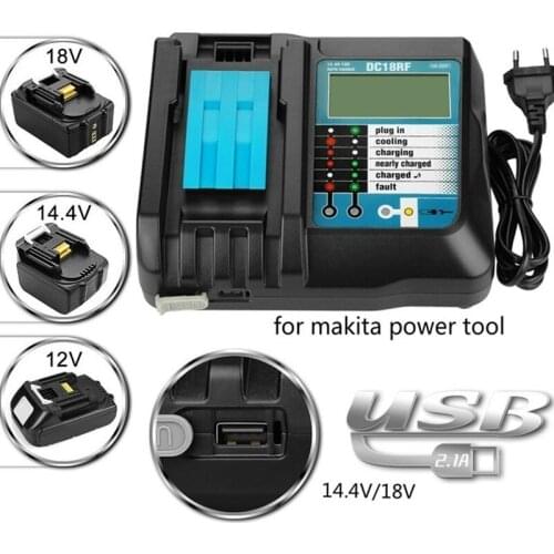 2020 DC18RF Li-ion Battery Charger LCD Digital Display USB Charging Current for Makita 14.4V 18V BL1830 BL1430 DC18RA Power Tool