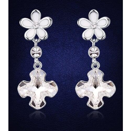 100% Austria Crystal Cross Design Drop Earrings For Women Crystals From Swarovski Fashion Party Jewelry Boucle D'Oreille Femme