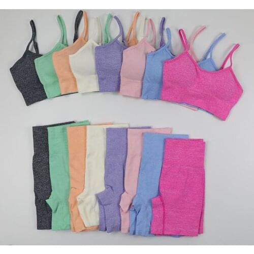 Women Yoga Set Workout Sportswear Gym Clothing Fitness Running Bra Crop Top High Waist Shorts Seamless Leggings Sports Suits