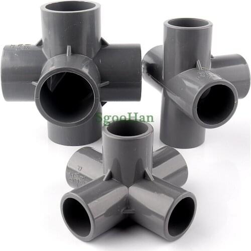 1~30pcs ID 20~50mm PVC Pipe 3D Hydroponic Planting Frame 5 Way Connectors Irrigation System Aquarium Fish Tank 4 Ways Tube Joint