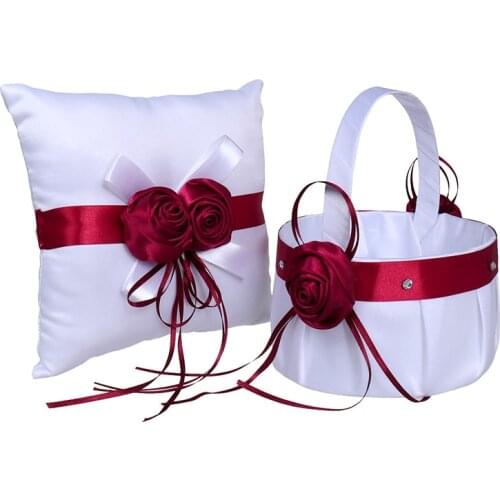 1Pc Bride Flower Basket Ring Pillow for Romantice Wedding Ceremony Party Decor Supplies