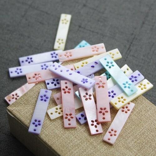 10pcs / Bag Natural Freshwater Shell 7x30mm Carved Willow Leaf Hanging Piece Jewelry Making DIY Hair Bun Earring Accessories